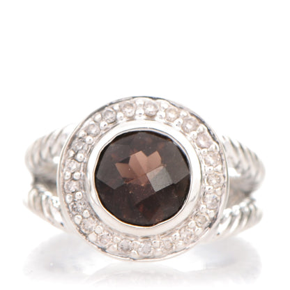 David Yurman Sterling Silver Diamond Smoky Quartz 8mm Petite Cerise Ring 48 4.5 1 of 5