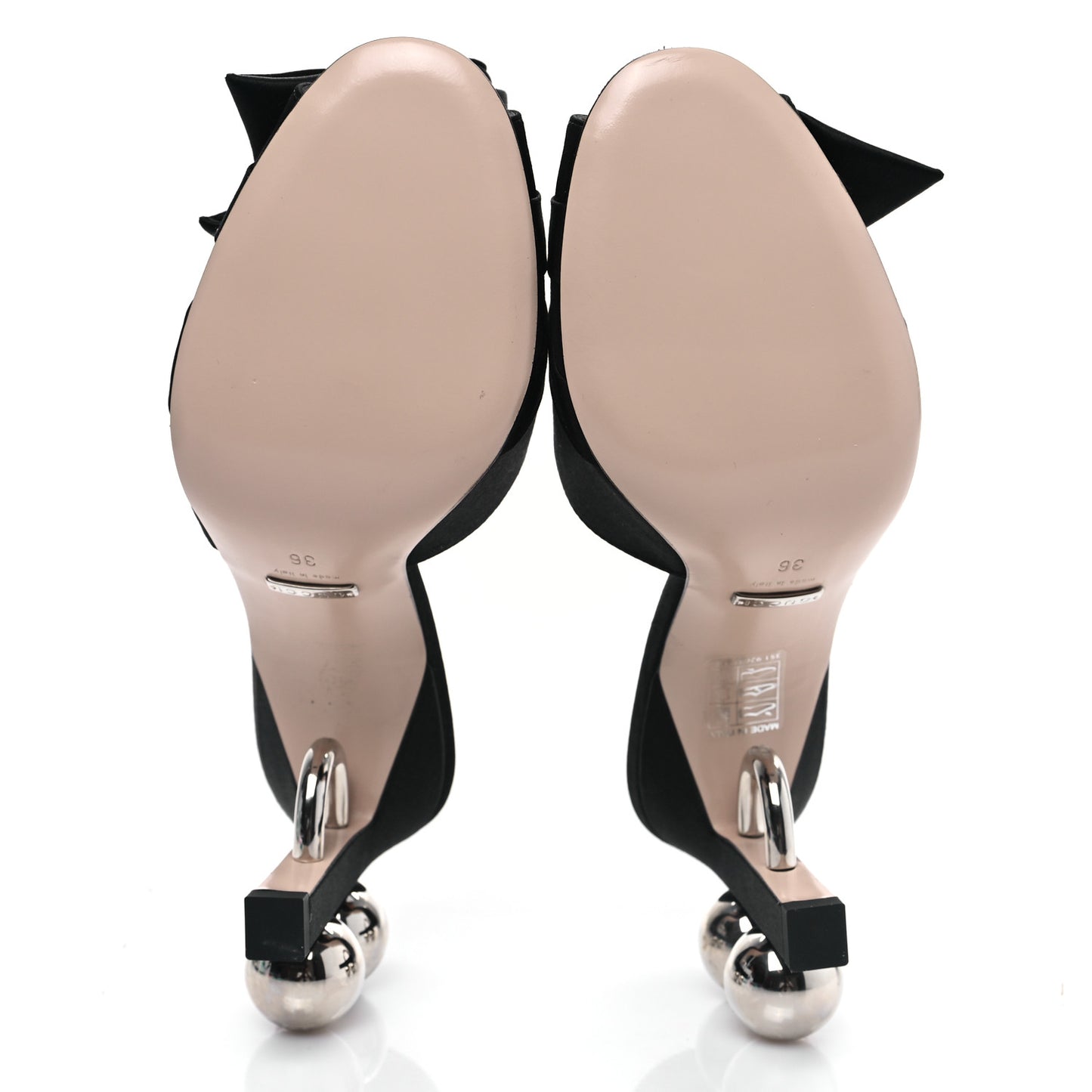 Satin Embellished Shawana High Heel Slide Sandals 36 Black