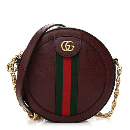 Gucci Soft Textured Calfskin Web Mini Ophidia Round Shoulder Bag Vintage Bordeaux 1 of 10