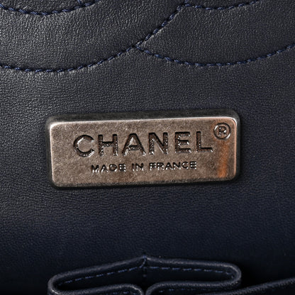 Chanel Metallic Snakeskin Jumbo Double Flap Blue 6 of 10