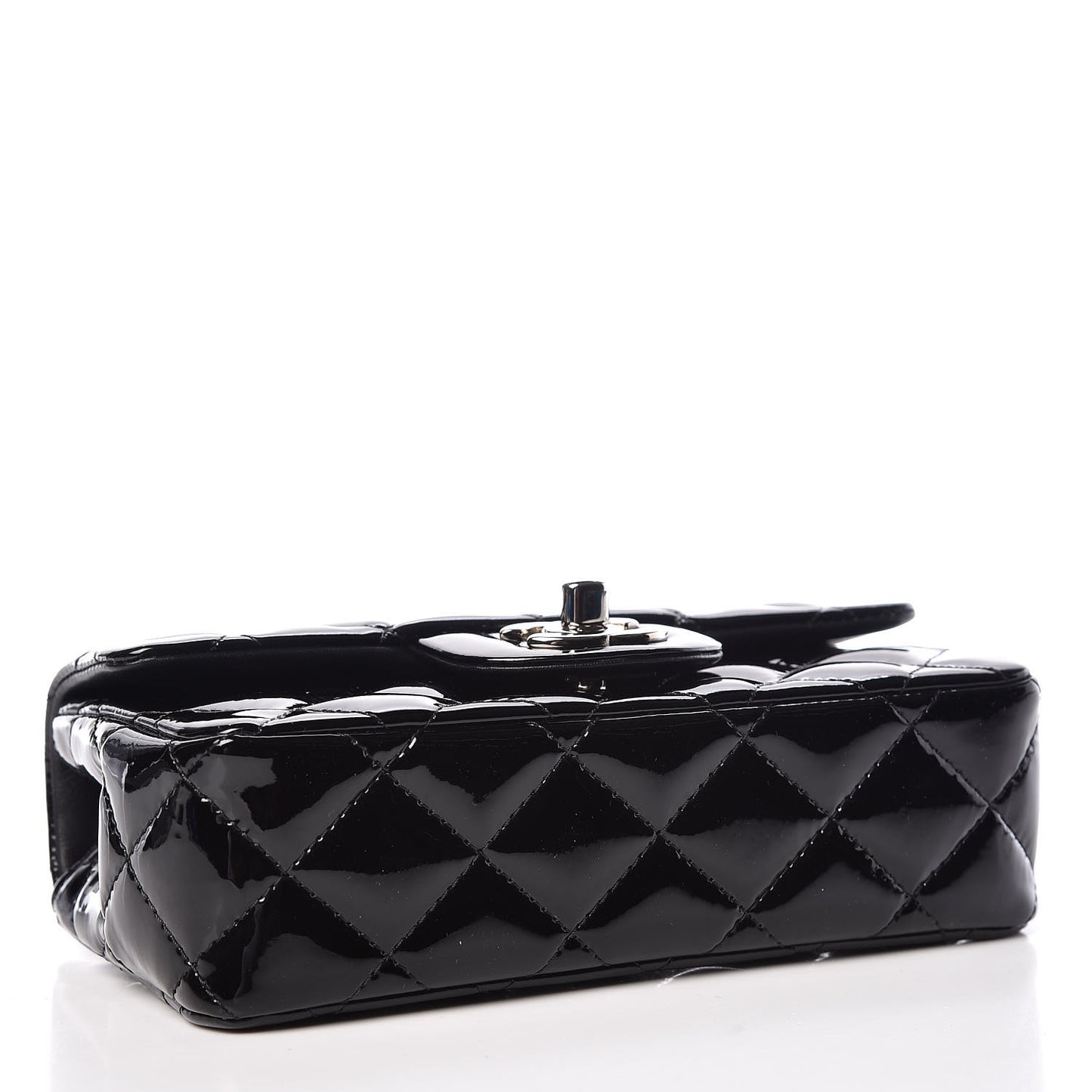 Patent Calfskin Quilted Extra Mini Rectangular Flap Black