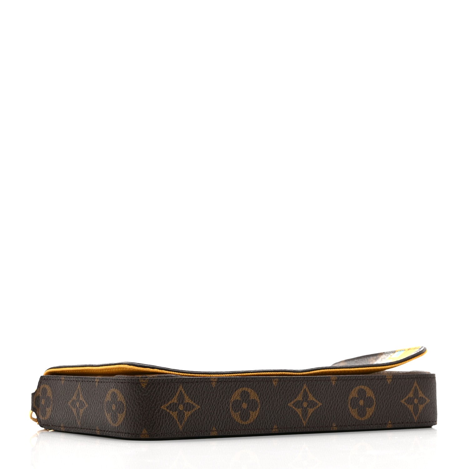 Louis Vuitton Monogram 2022 Christmas Animation New York Soho Pochette Felicie Chain Wallet Yellow 5 of 10
