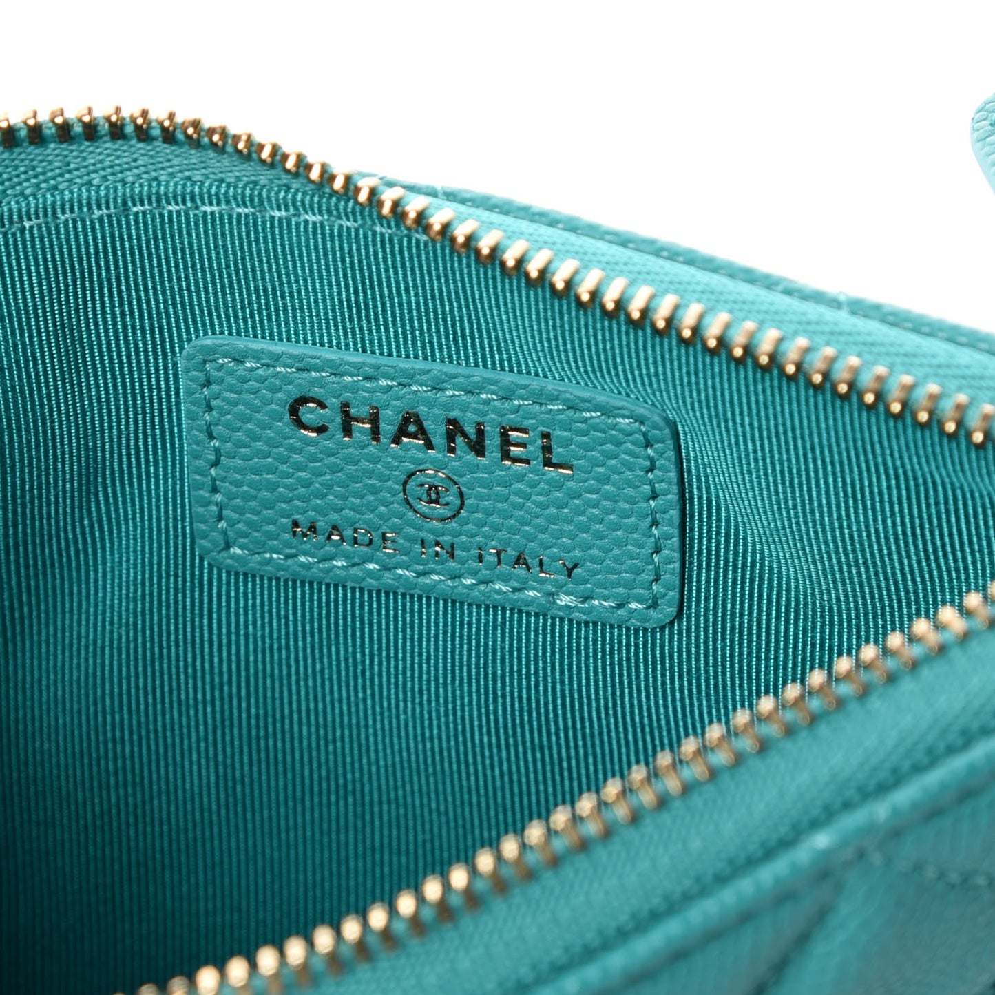 Caviar Quilted Small Cosmetic Case Turquoise