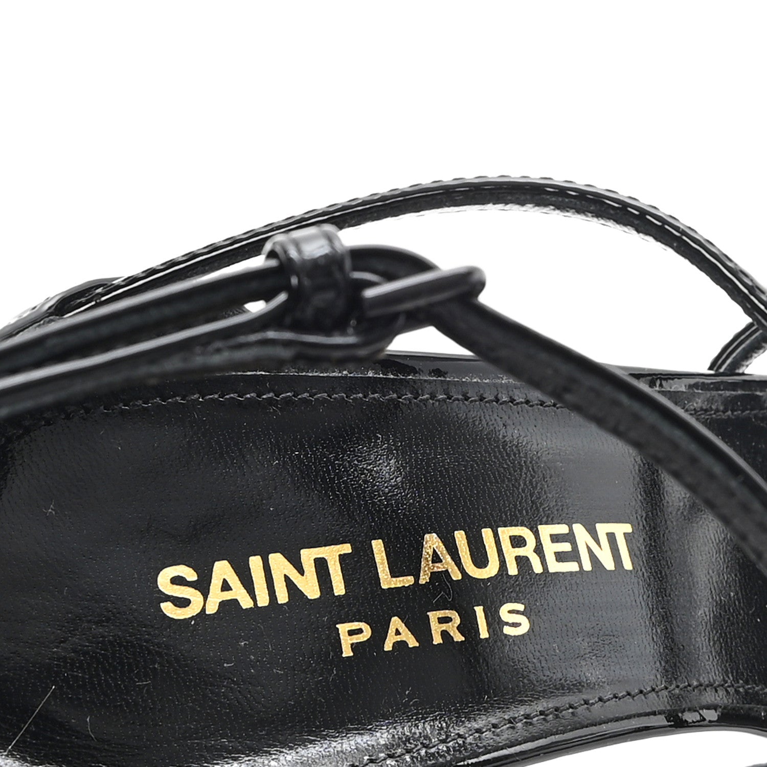 Saint Laurent Patent Cassandra 100 Ankle Strap Sandals 36 Black 8 of 9