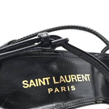 Saint Laurent Patent Cassandra 100 Ankle Strap Sandals 36 Black 8 of 9