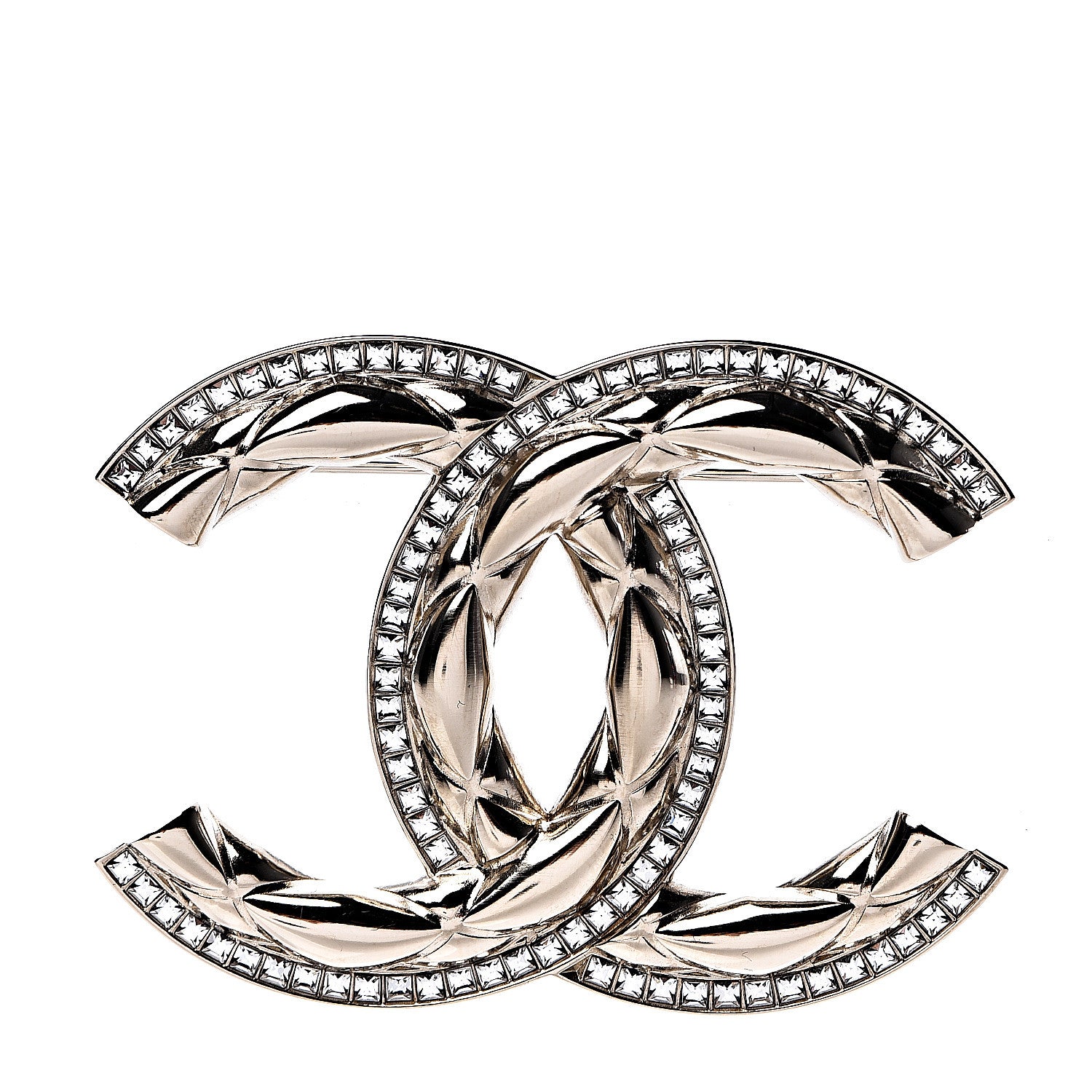 Chanel Baguette Crystal Quilted Vintage Allure CC Brooch Gold 1 of 4