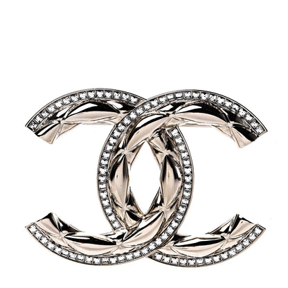 Chanel Baguette Crystal Quilted Vintage Allure CC Brooch Gold 1 of 4