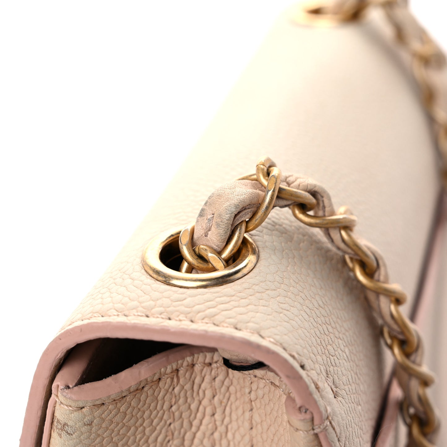 Grained Calfskin Mini Square Classic Pure Flap Nude