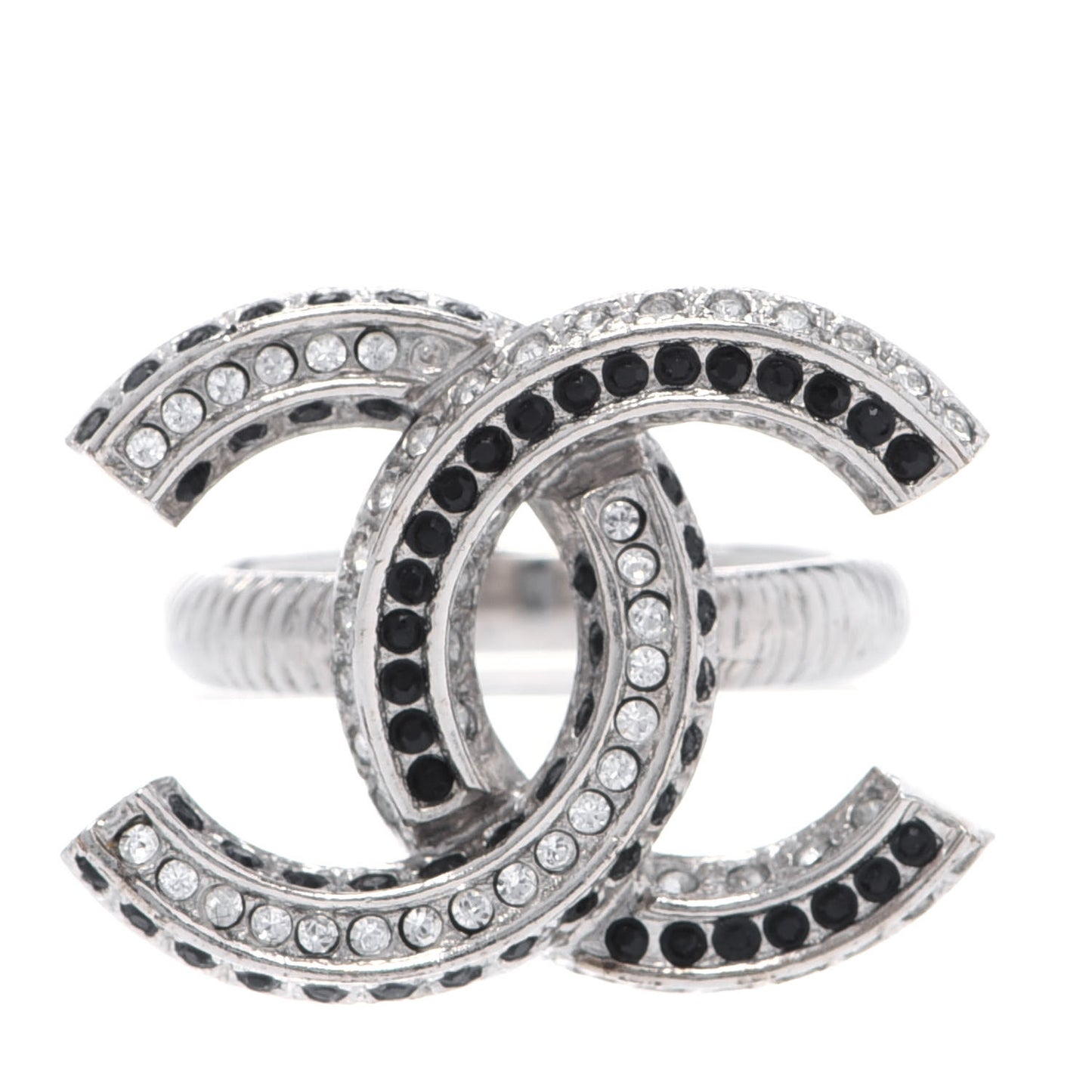 Crystal CC Ring 6 Silver Black