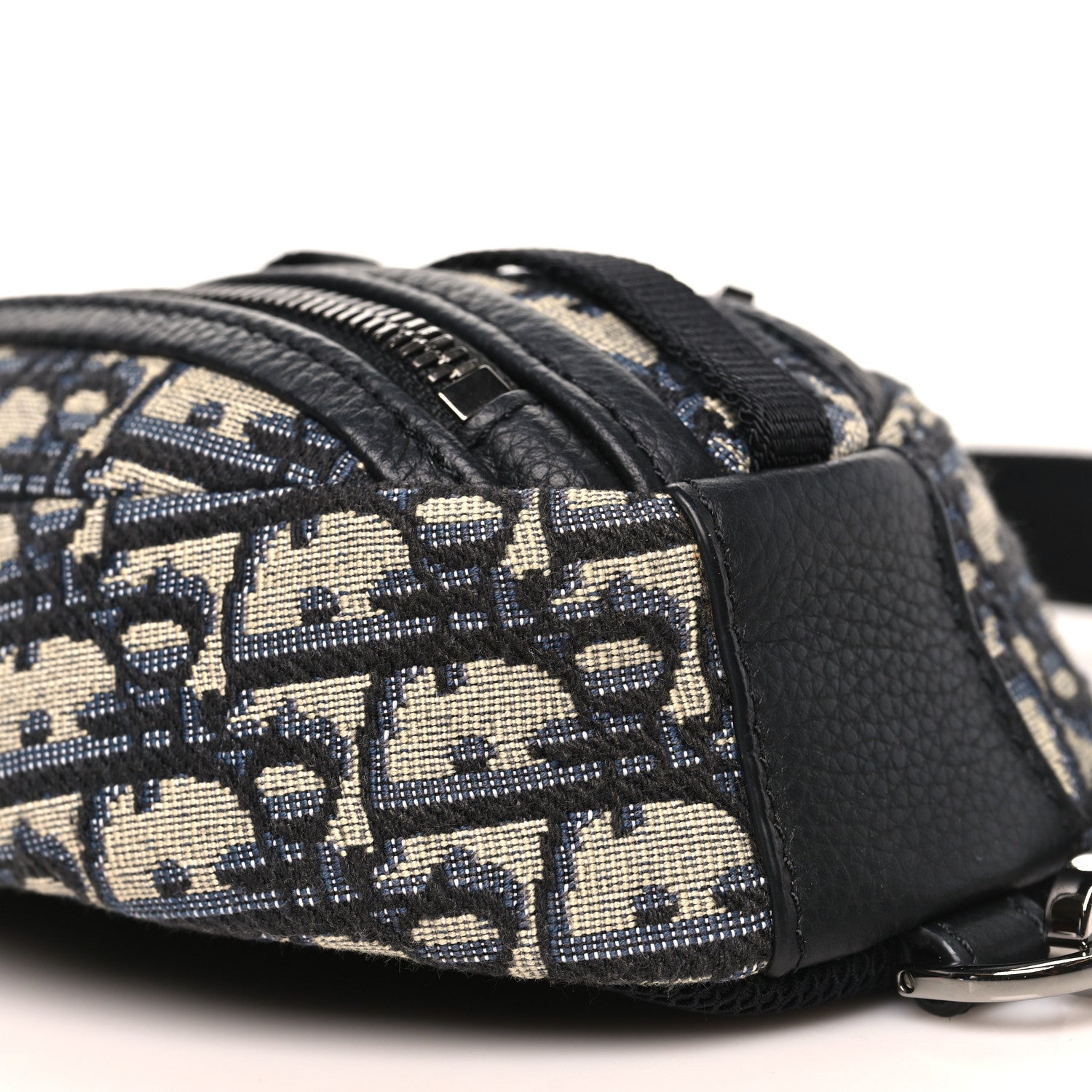 Christian Dior Grained Calfskin Oblique Scarab Sling Bag Blue Black 9 of 10