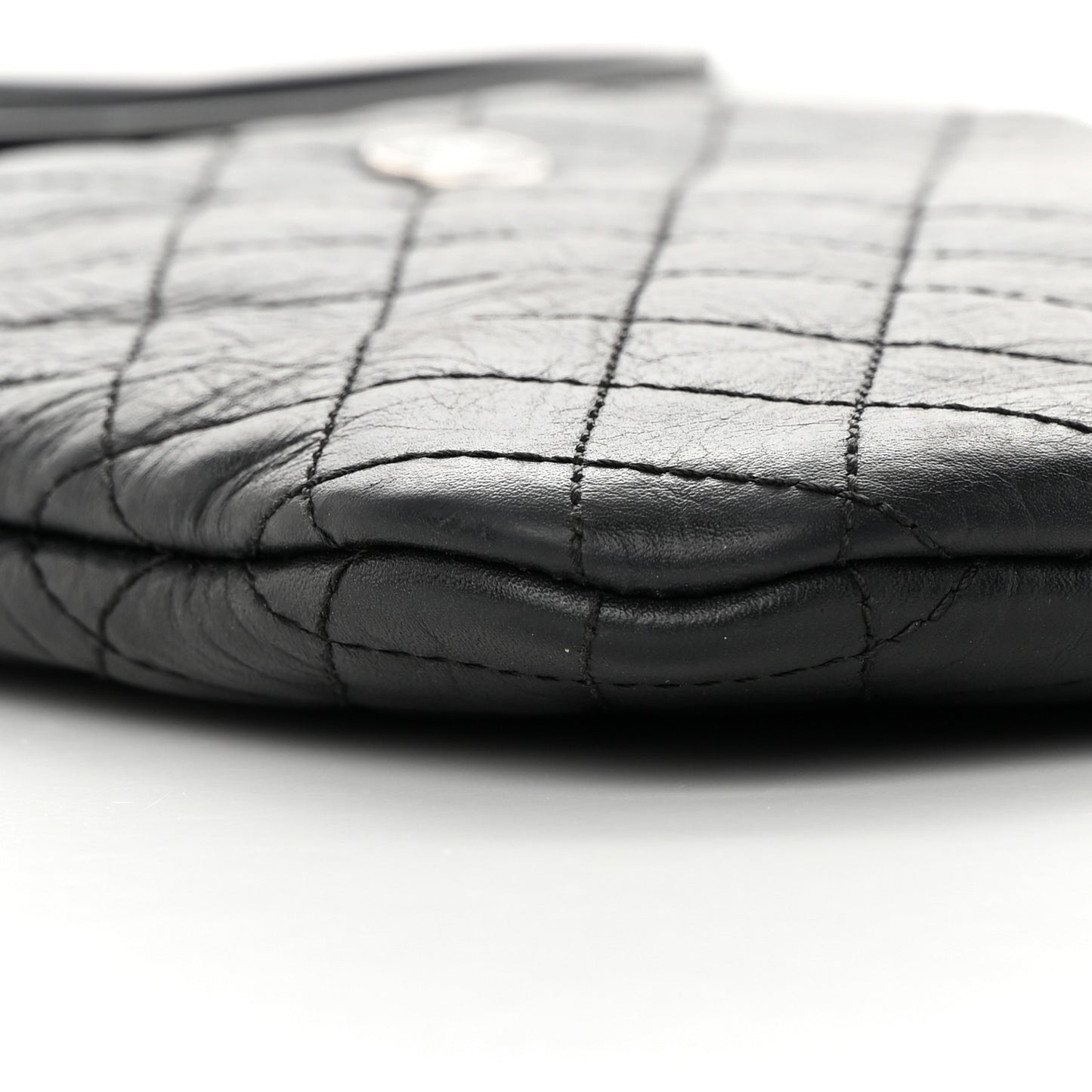 Aged Calfskin Quilted Crossbody Bag Black