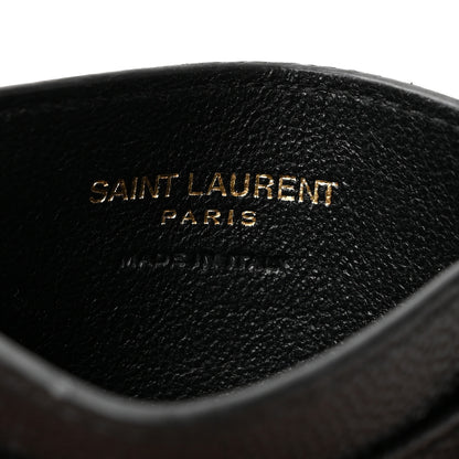 Saint Laurent Grain De Poudre Matelasse Chevron Monogram Credit Card Case Black 5 of 7