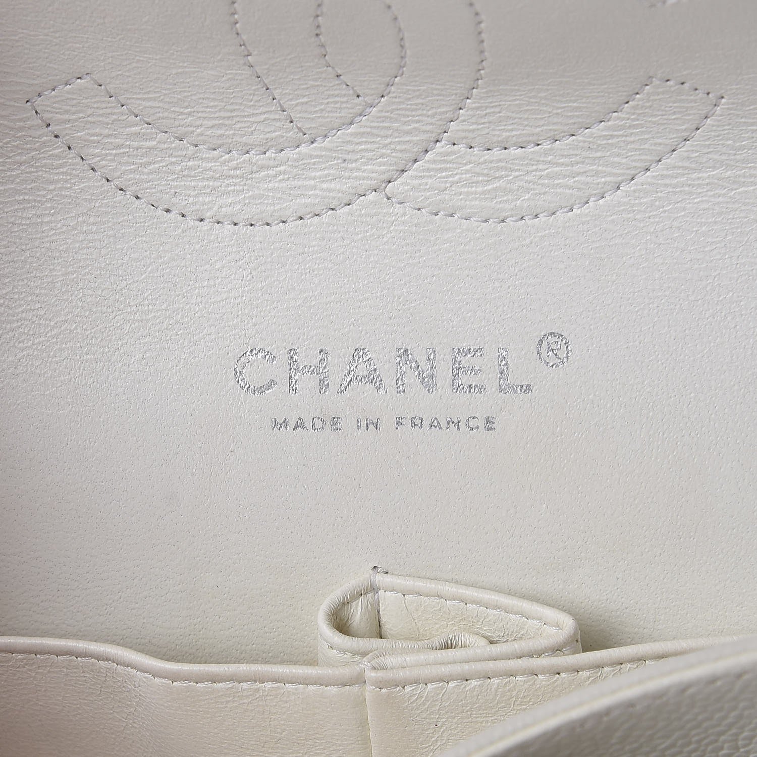 Chanel Washed Caviar Quilted Medium Double Flap White 6 of 9