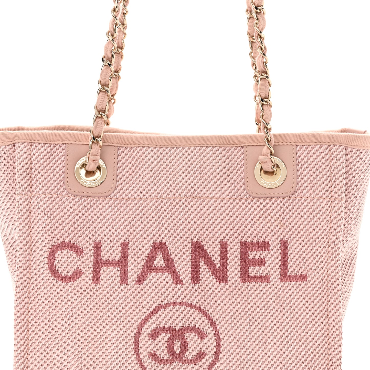 Mixed Fibers Calfskin Mini Deauville Tote Rose Pink