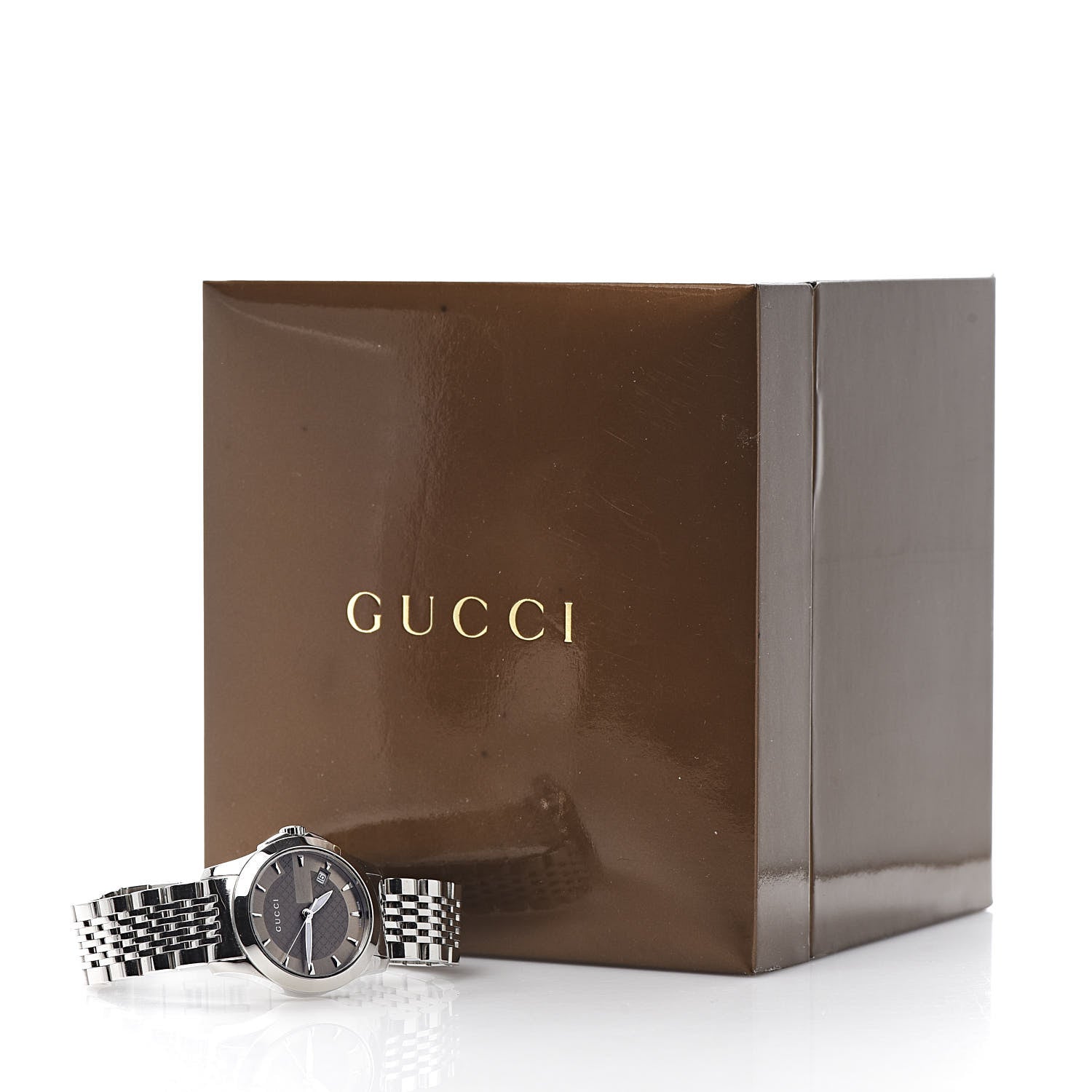 Gucci Stainless Steel 27mm G-Timeless Quartz Watch Brown 7 of 7