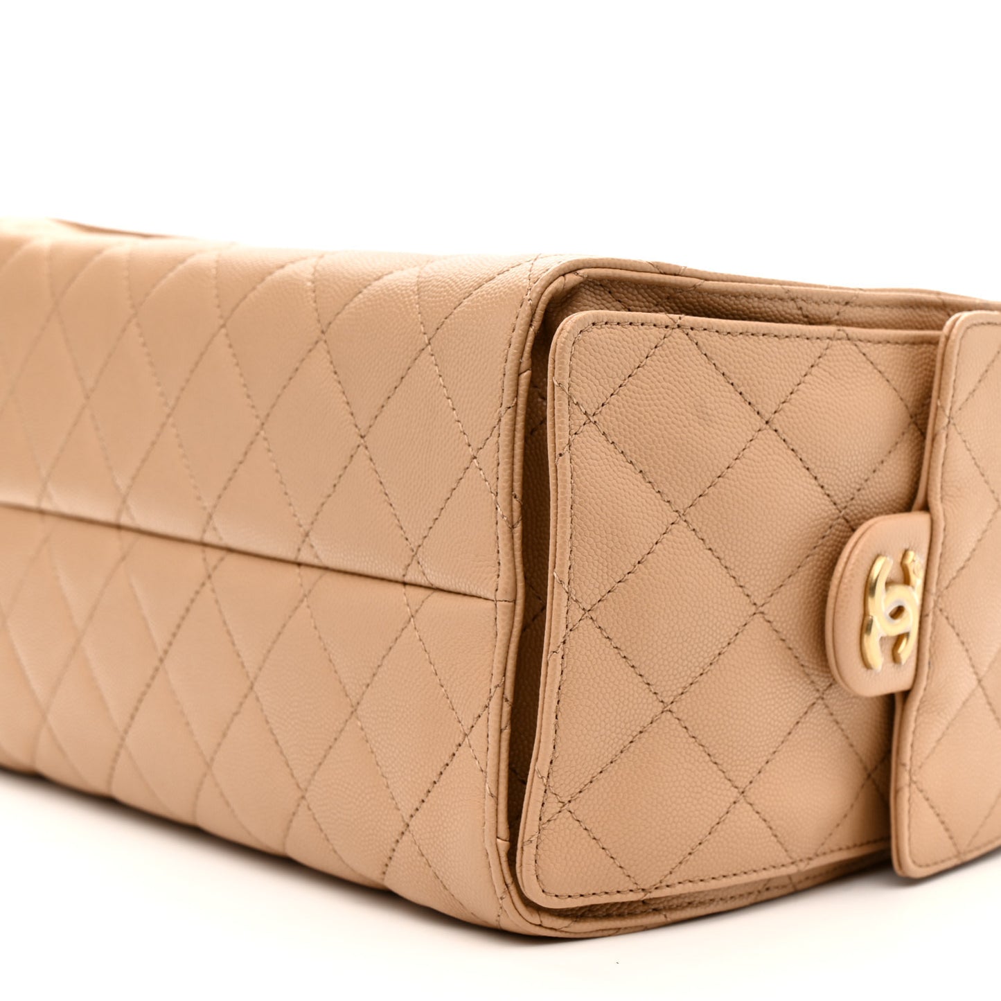 Caviar Quilted Small Chanel 25 Handbag Dark Beige