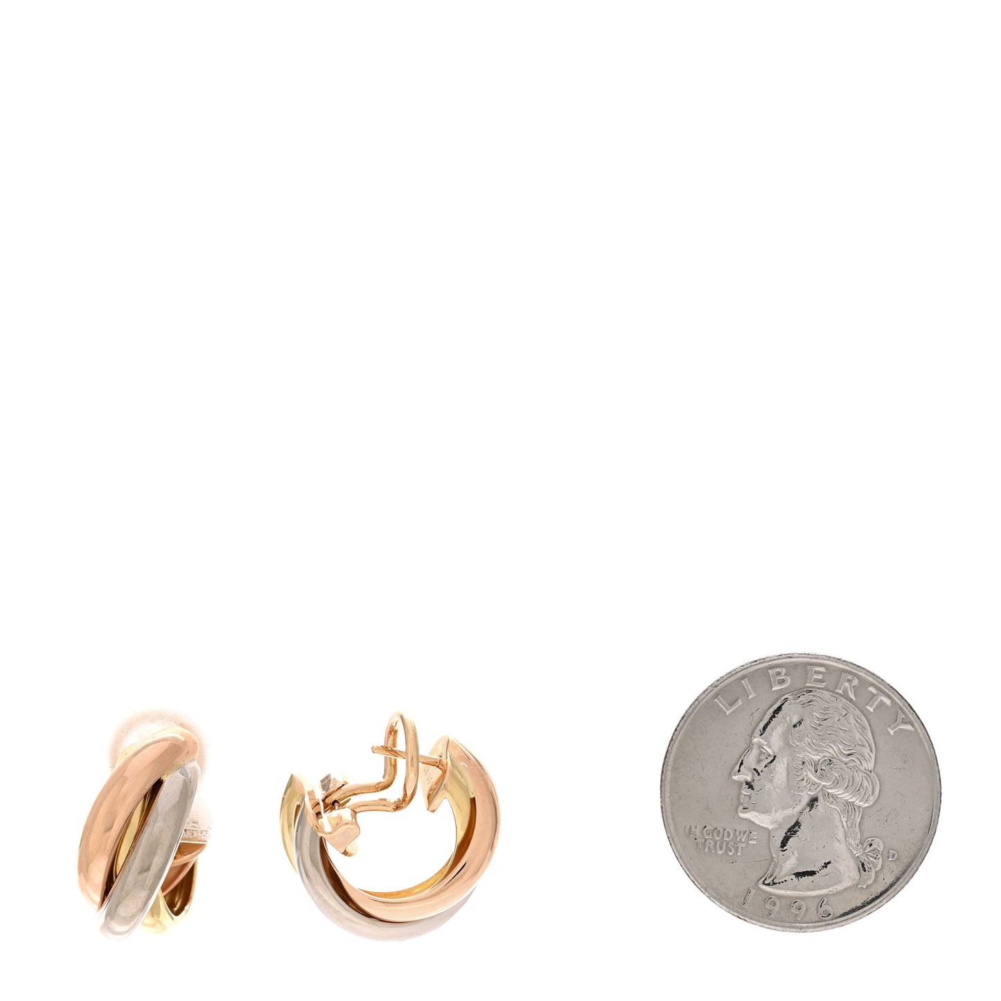 18K Pink Yellow White Gold Small Trinity Earrings