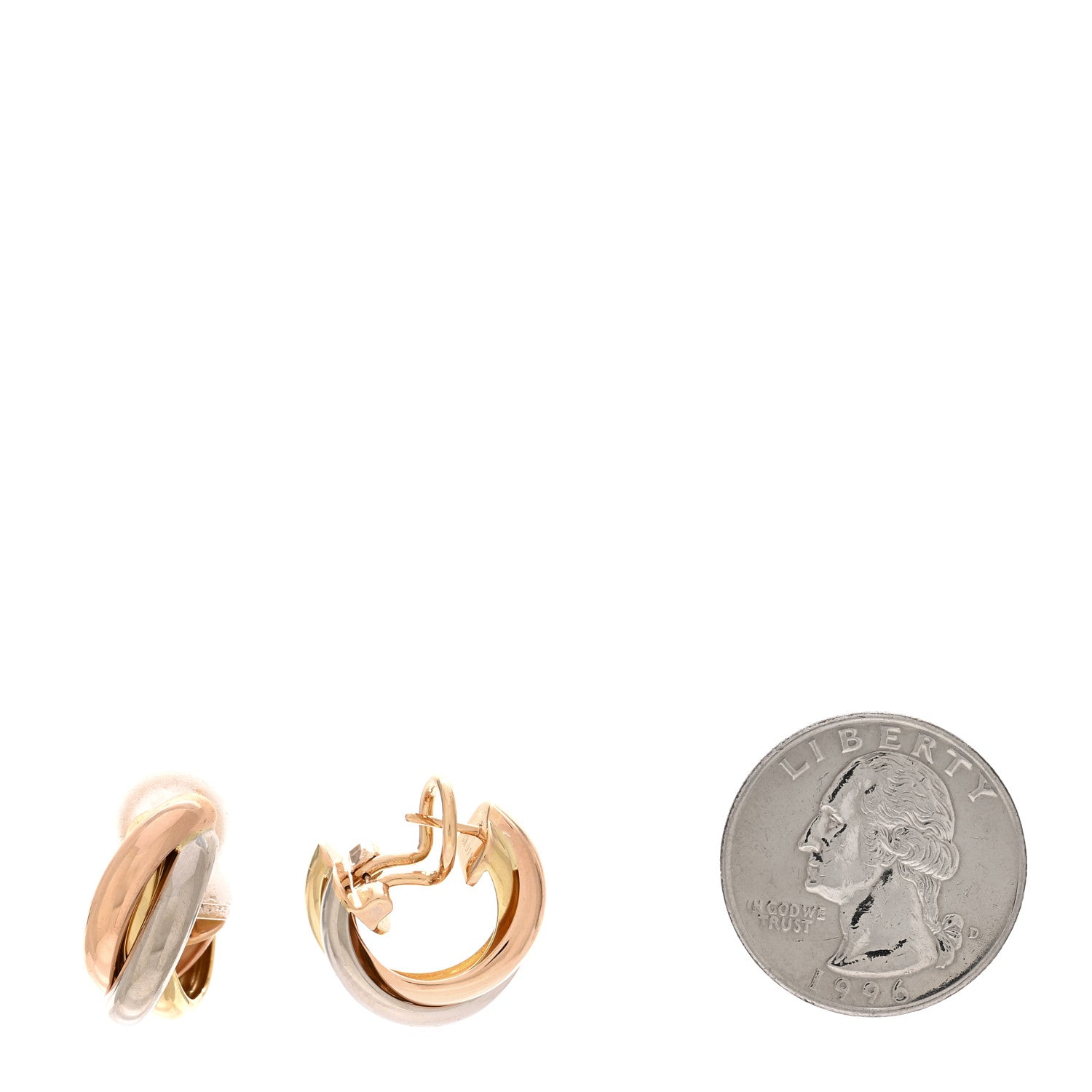 Cartier 18K Pink Yellow White Gold Small Trinity Earrings 2 of 4