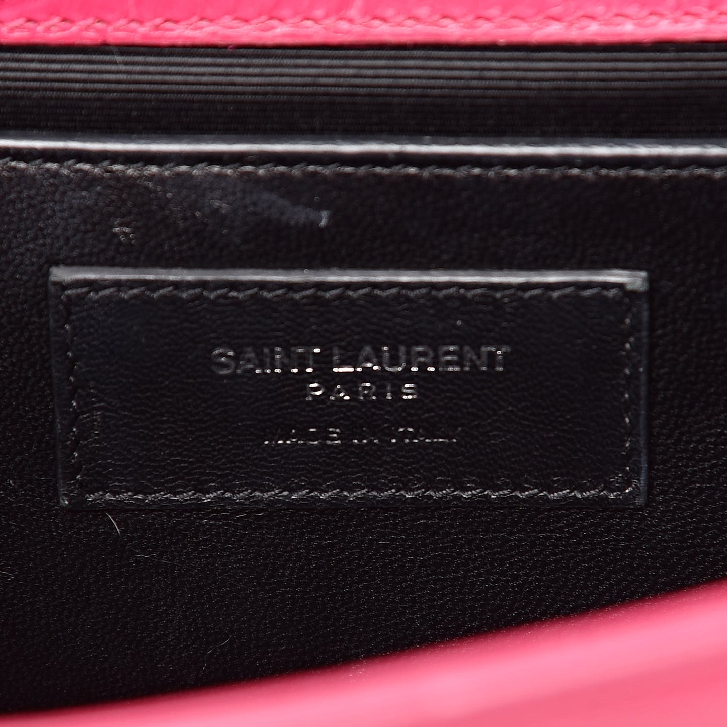 Calfskin Crocodile Embossed Medium Classic Monogram Kate Tassel Satchel Fuchsia