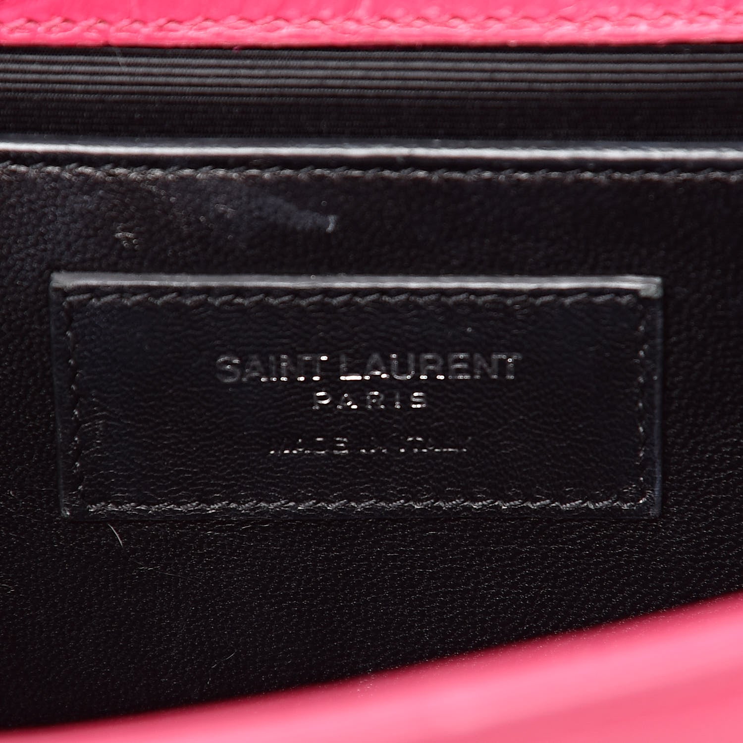 Saint Laurent Calfskin Crocodile Embossed Medium Classic Monogram Kate Tassel Satchel Fuchsia 6 of 15
