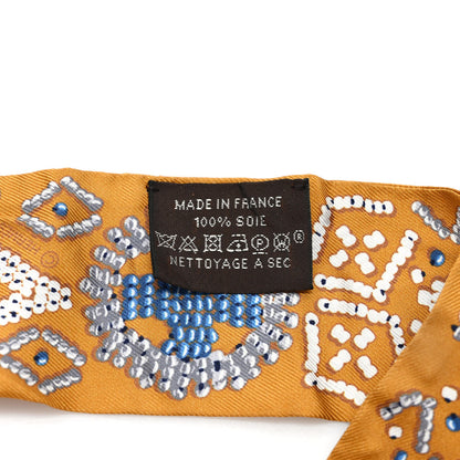 Hermes Silk Kelly En Perles Twilly Miel Bleu Jean Cream 4 of 4