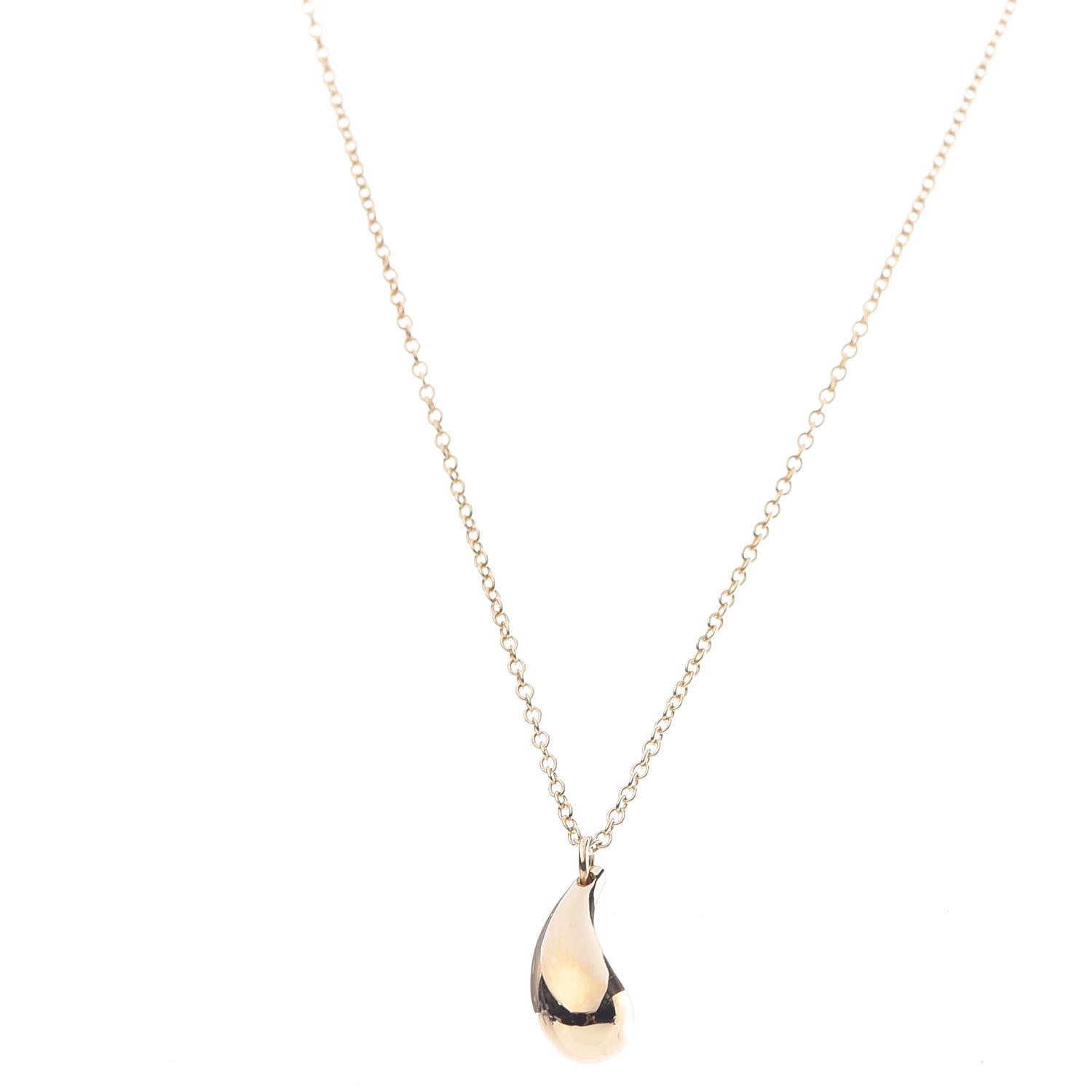 Tiffany 18K Yellow Gold 12mm Elsa Peretti Teardrop Pendant Necklace 4 of 9
