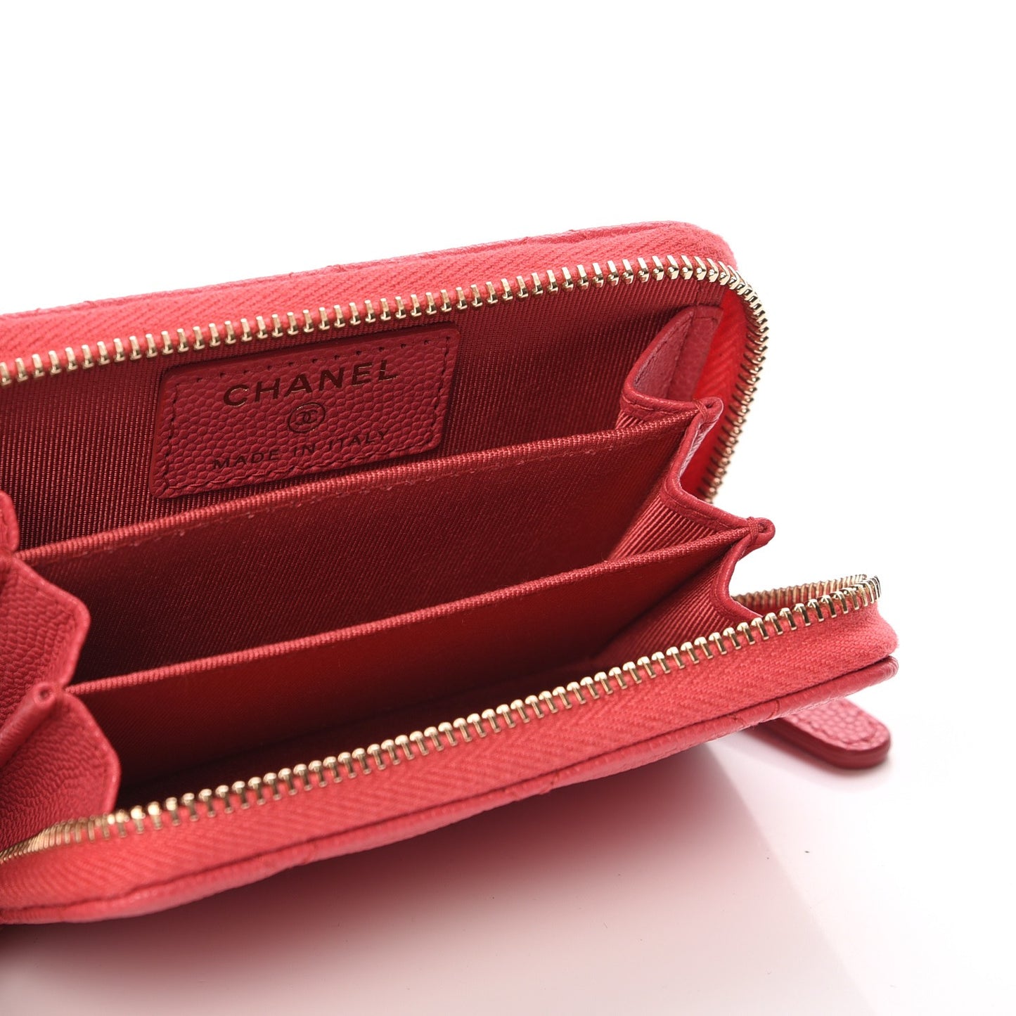 Caviar Quilted Zip Coin Purse Dark Pink