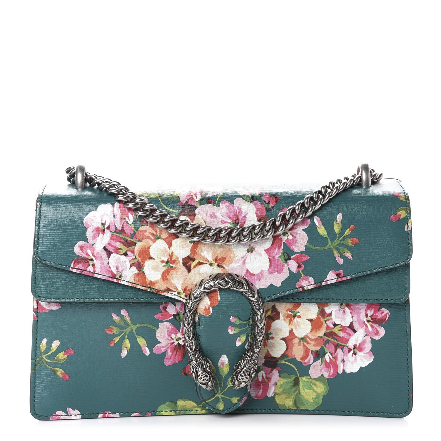 Gucci Calfskin Blooms Print Small Dionysus Shoulder Bag Bright Emerald Multicolor 1 of 10