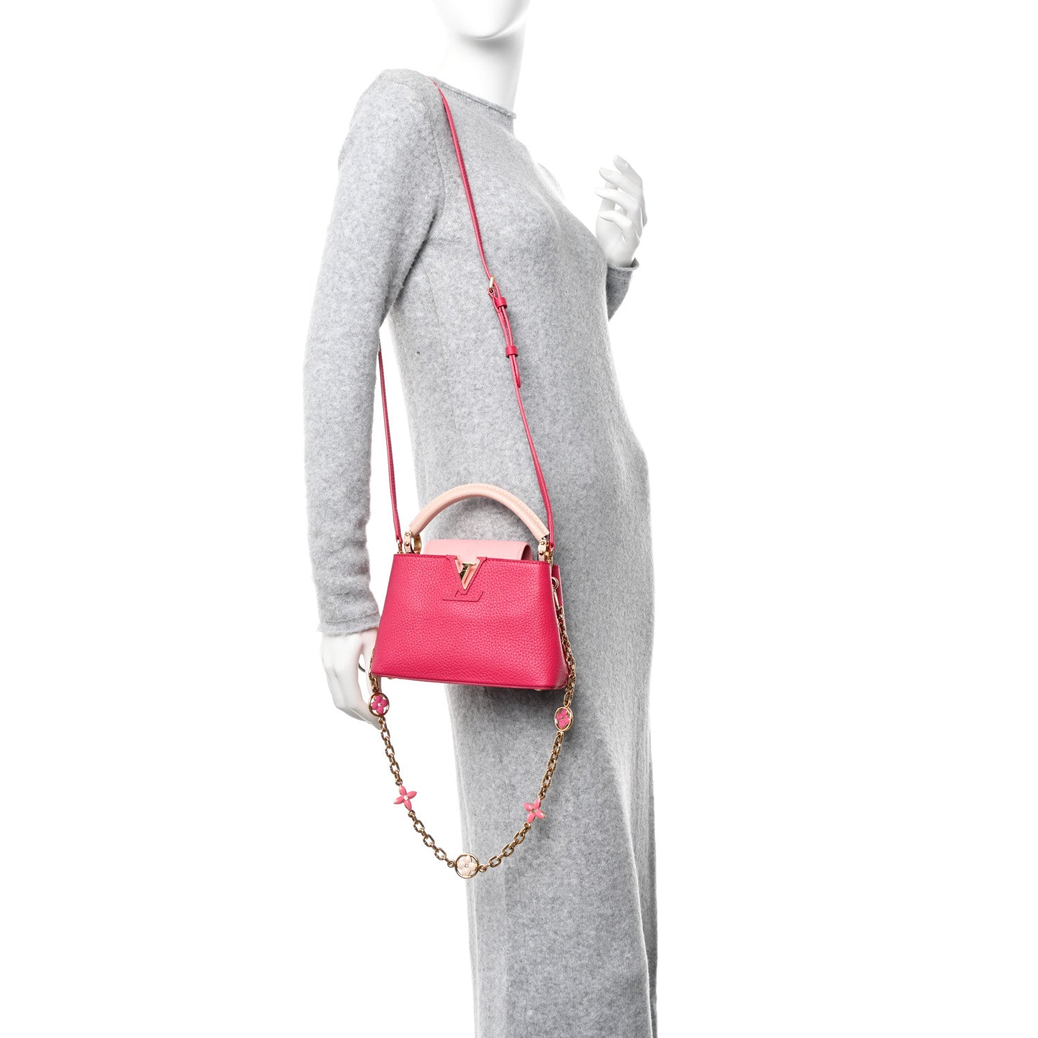 Louis Vuitton Taurillon Flower Chain Capucines Mini Rose Pondicherry 2 of 12