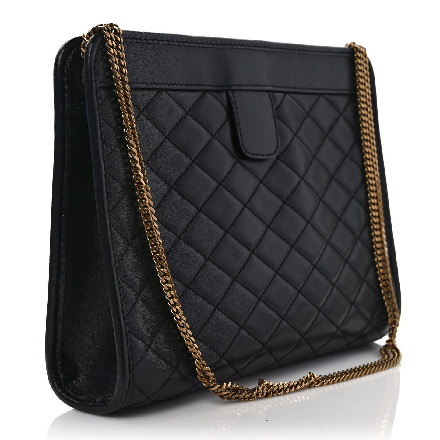 Lambskin Quilted Monogram Baby Victoire Chain Clutch Bag Black