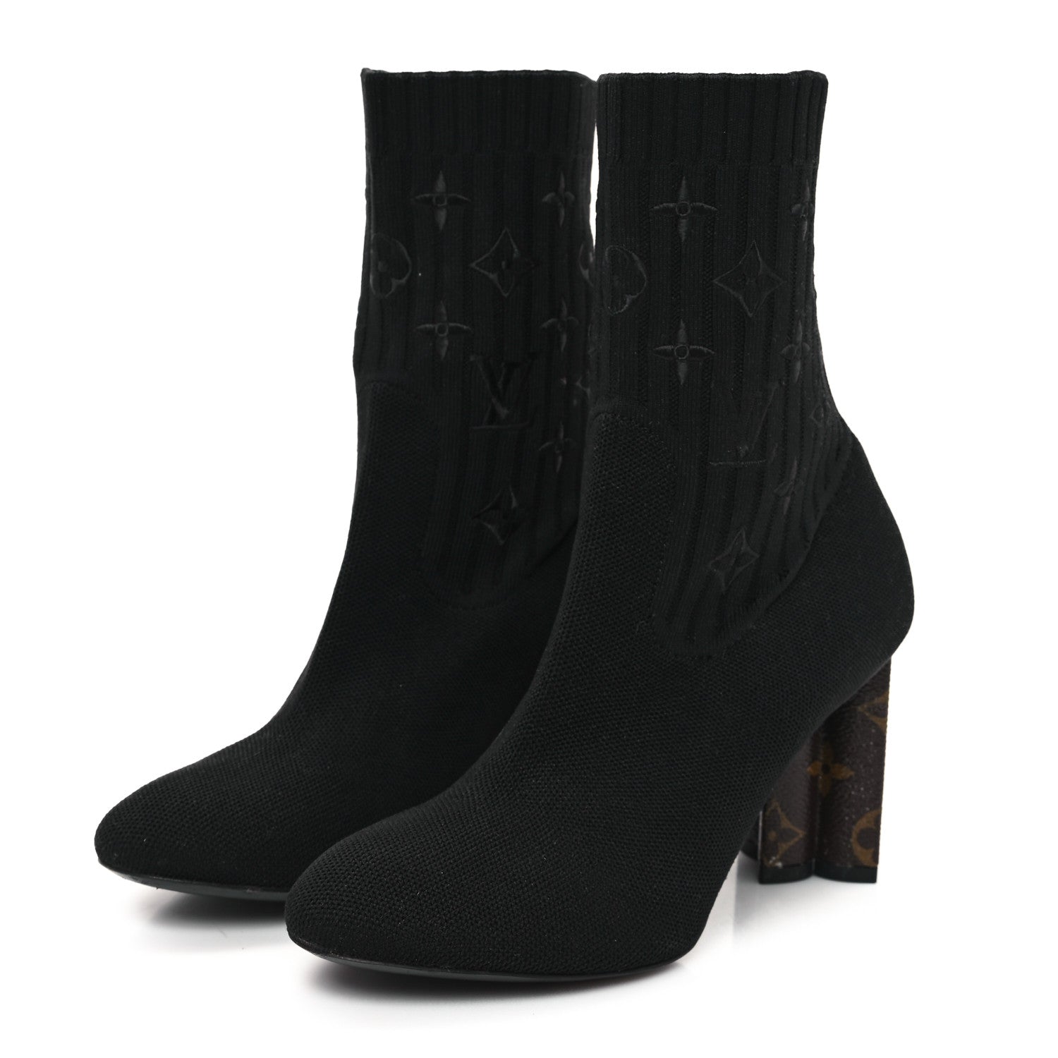 Louis Vuitton Monogram Stretch Fabric Silhouette Ankle Boots 37 Black 4 of 10