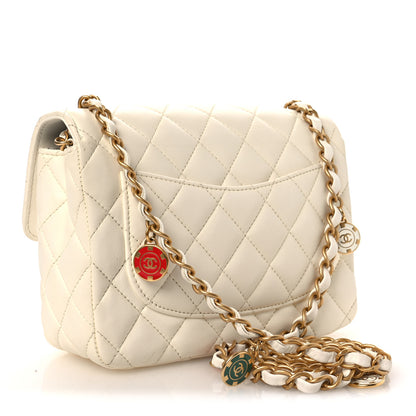 Chanel Lambskin Quilted Casino Chips Small Square Flap White 3 of 12