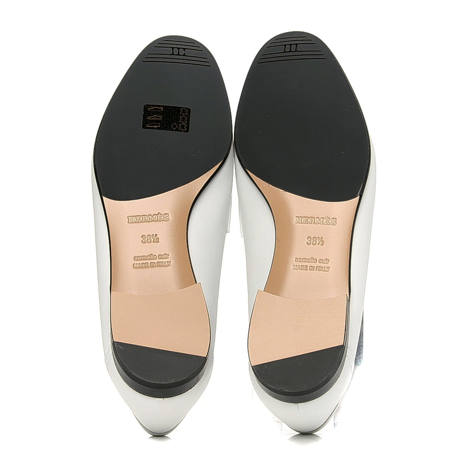 Hermes Calfskin Womens Paris Loafers 38.5 White Bois De Santal 7 of 9