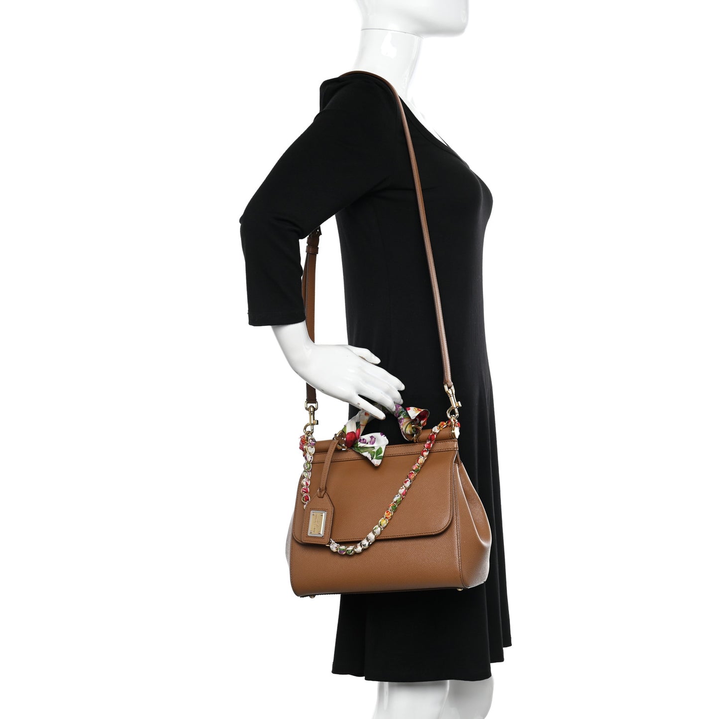 Dauphine Medium Miss Sicily Satchel With Scarf Caramello