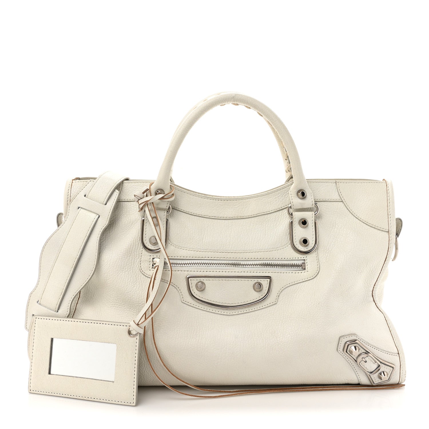 Balenciaga Chevre Silver Metallic Edge Hardware City White 3 of 17