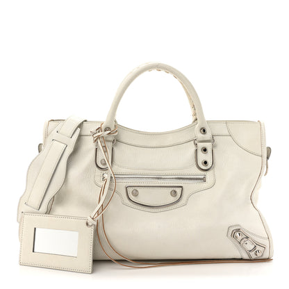 Balenciaga Chevre Silver Metallic Edge Hardware City White 3 of 17