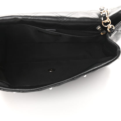 Chanel Lambskin Quilted Pearl Studded Flap Black 5 of 10