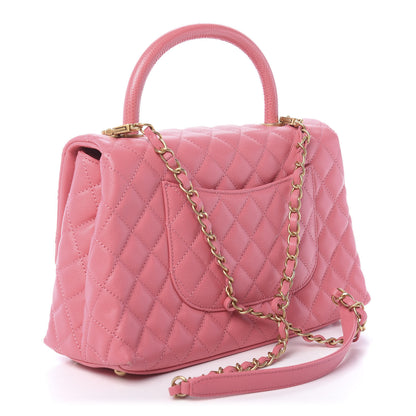 Chanel Caviar Lizard Embossed Quilted Small Coco Handle Flap Pink 4 of 12