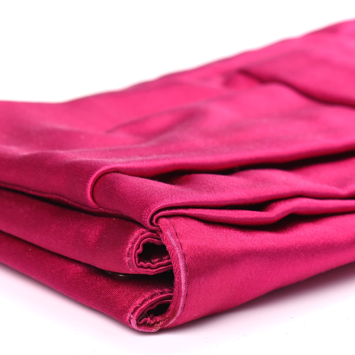 Satin Rasso Bow Pochette Clutch Fuxia