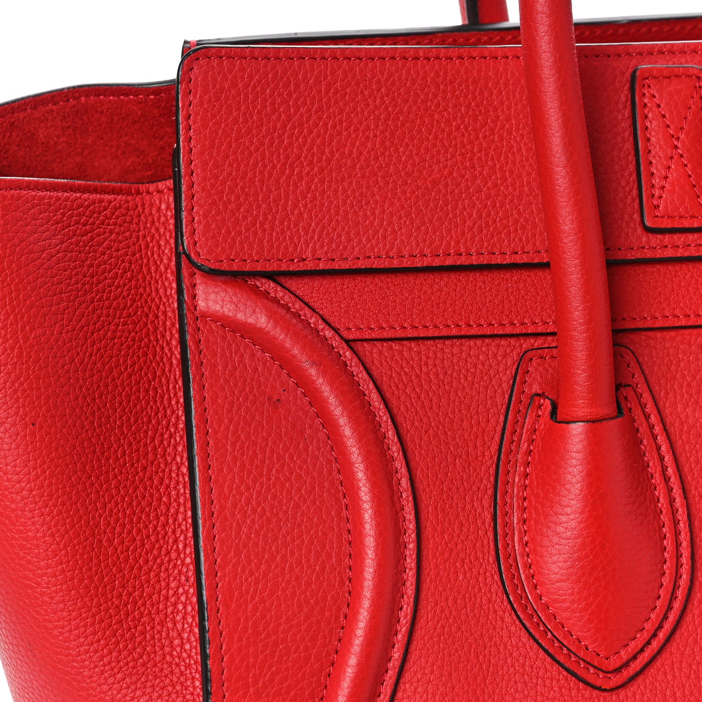 Drummed Calfskin Mini Luggage Coquelicot
