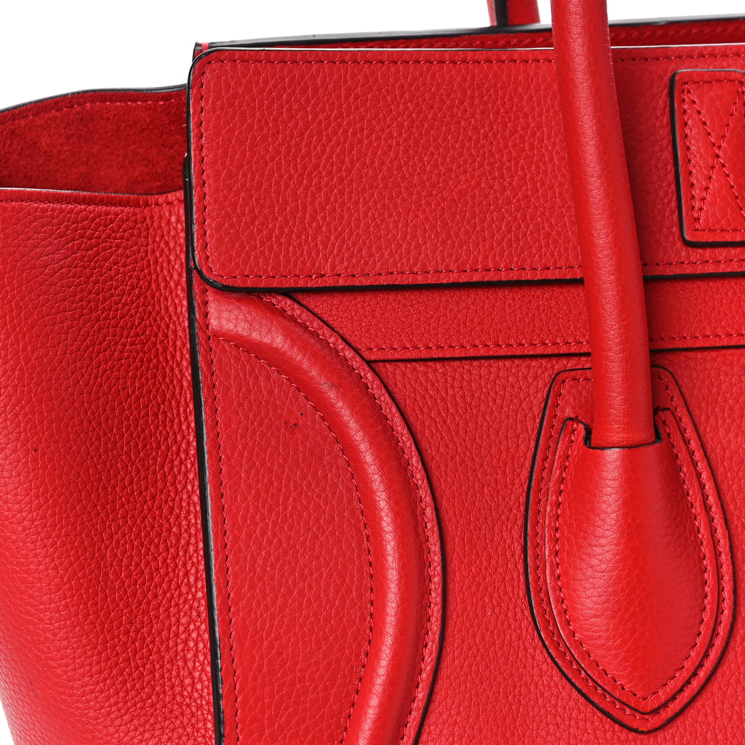 Celine Drummed Calfskin Mini Luggage Coquelicot 9 of 11