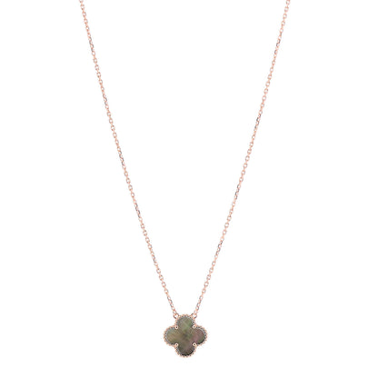 Van Cleef & Arpels 18K Rose Gold Gray Mother of Pearl Vintage Alhambra Pendant Necklace 1 of 7