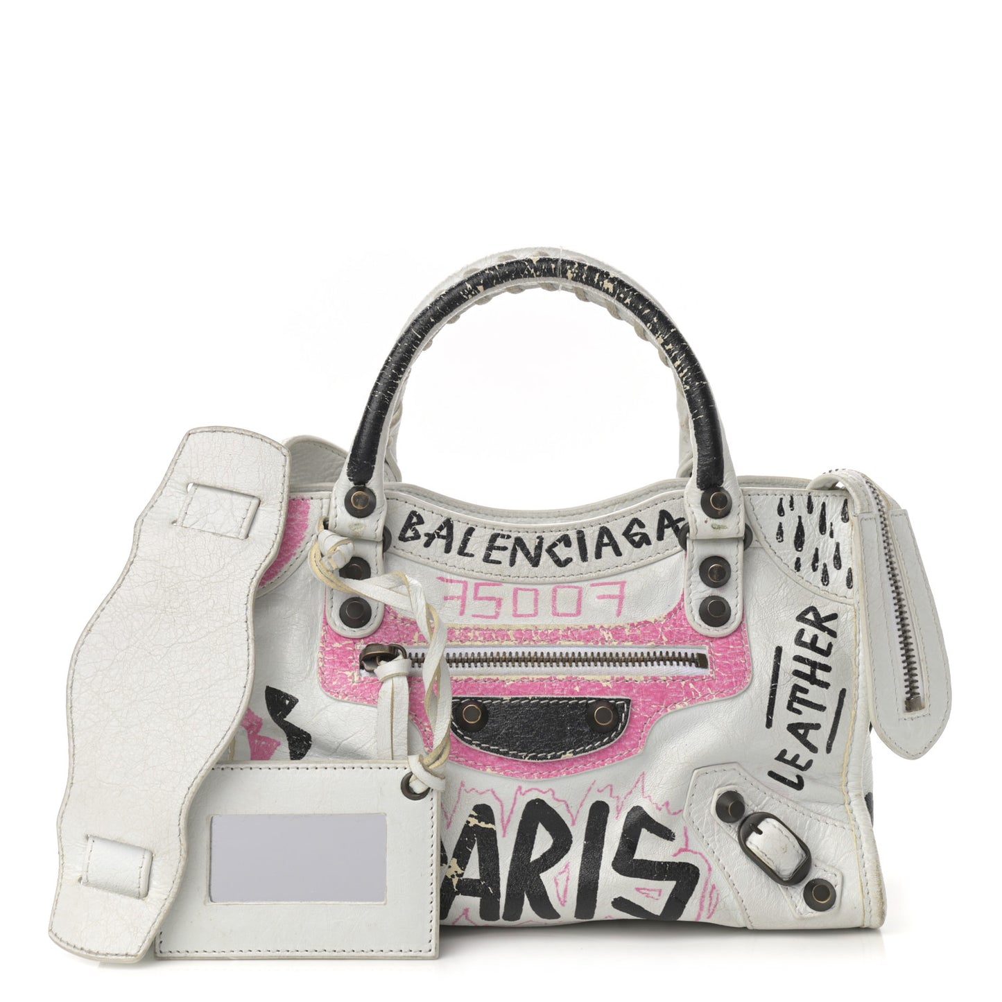 Agneau Graffiti All Over Classic Hardware Mini City White Multicolor