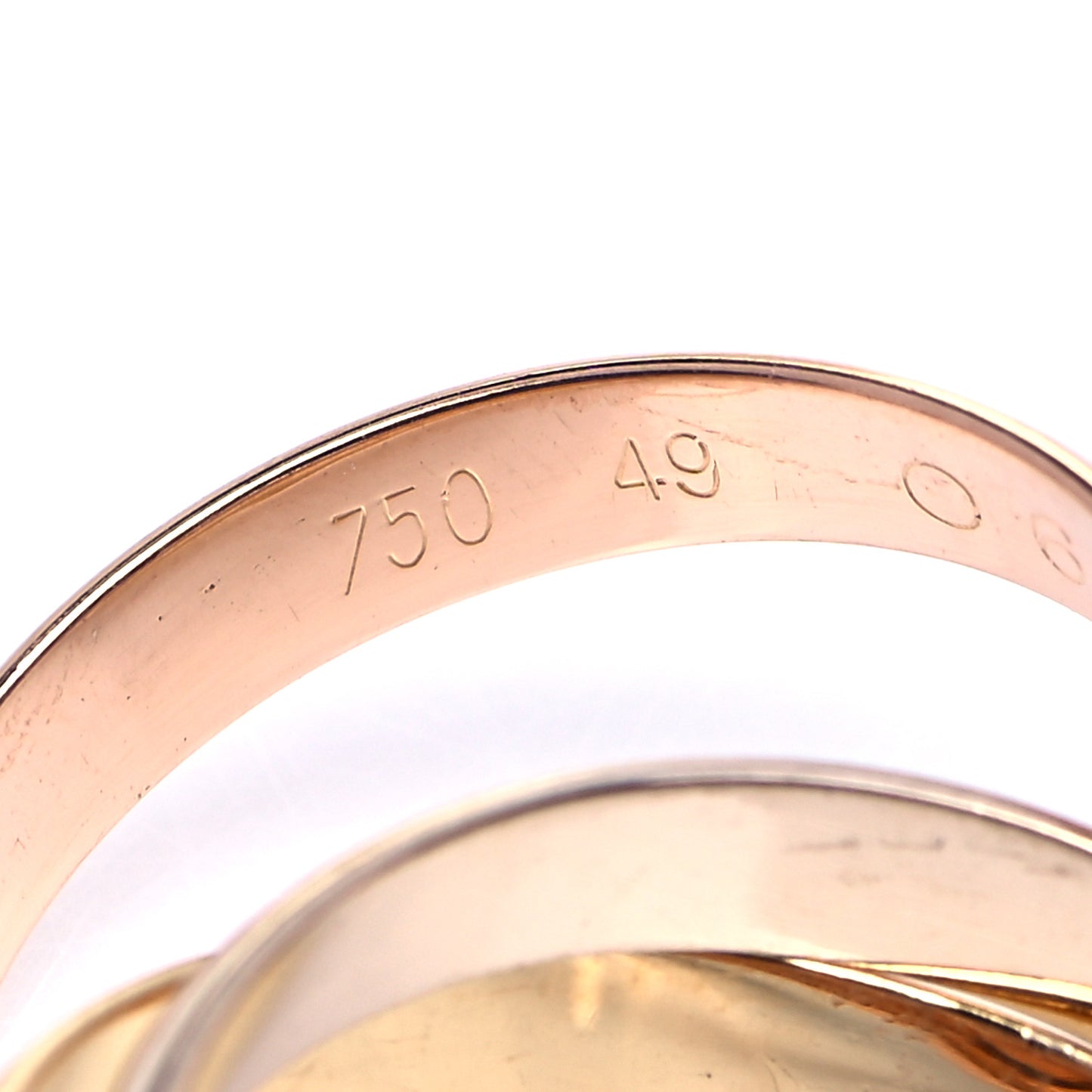 18K Pink Yellow White Gold Classic Les Must De Cartier Trinity Ring 49 4.75