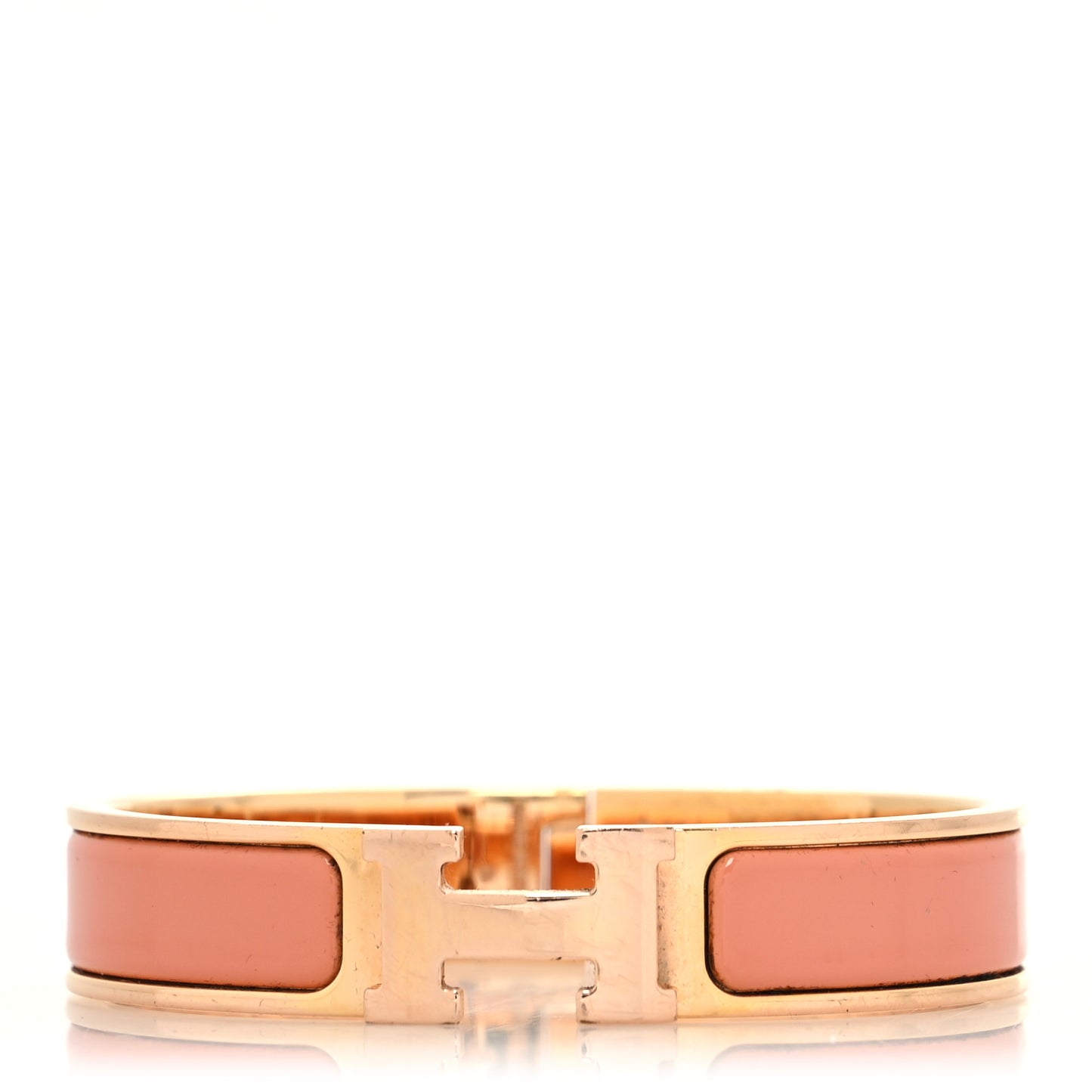 Enamel Narrow Clic Clac H Bracelet GM Rose Saumon