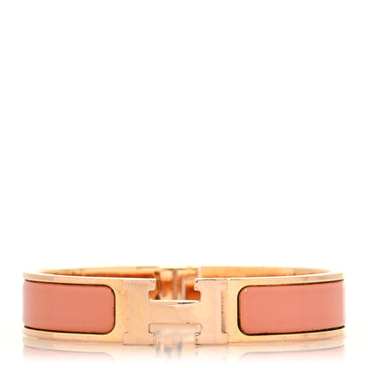 Hermes Enamel Narrow Clic Clac H Bracelet GM Rose Saumon 1 of 5