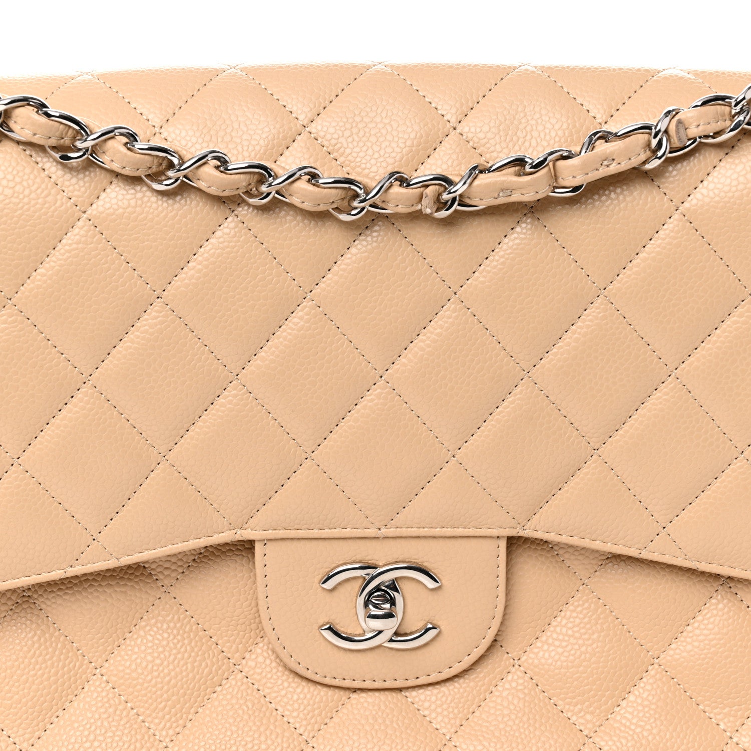 Chanel Caviar Quilted Jumbo Double Flap Beige 8 of 10