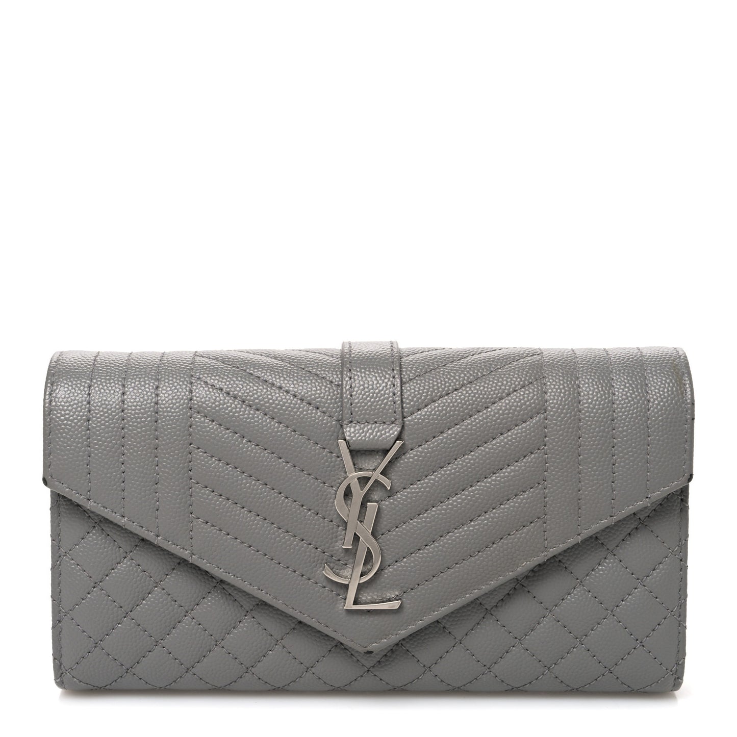 Grain De Poudre Mixed Matelasse Triquilt Large Monogram Wallet Stone