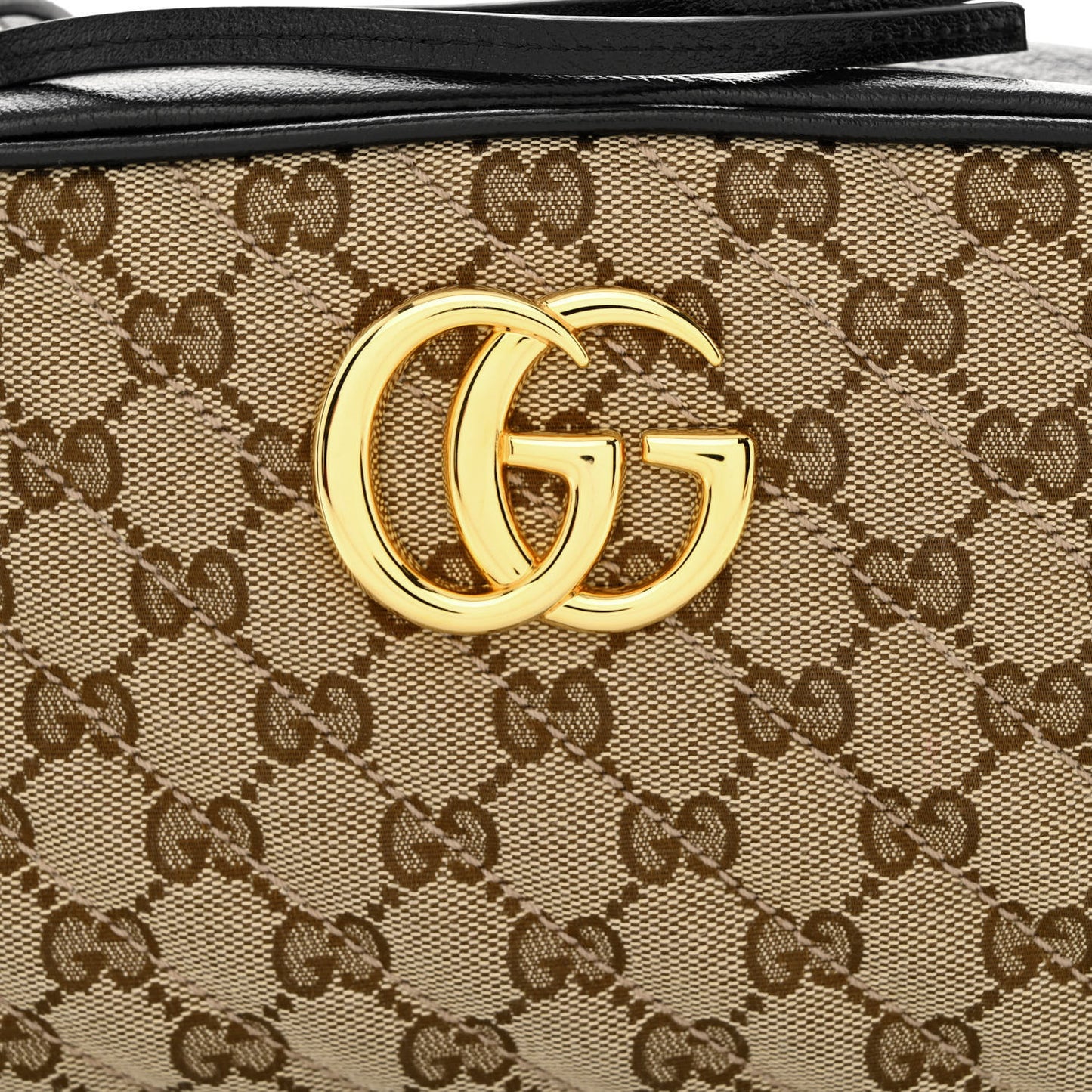 Monogram Matelasse Diagonal Small GG Marmont Chain Shoulder Bag Beige Black
