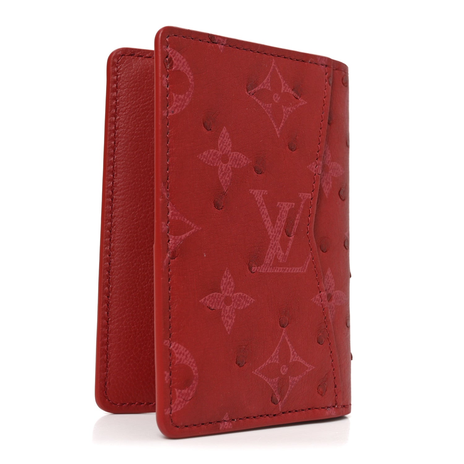 Louis Vuitton Ostrich Monogram Pocket Organizer NM Rouge Bordeaux 3 of 7